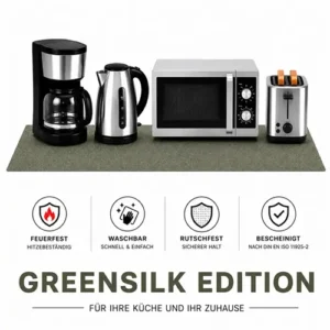 Green Edition Unterlegmatte für Küchengeräte mit Kaffeemaschine Wasserkocher Mikrowelle und Toaster