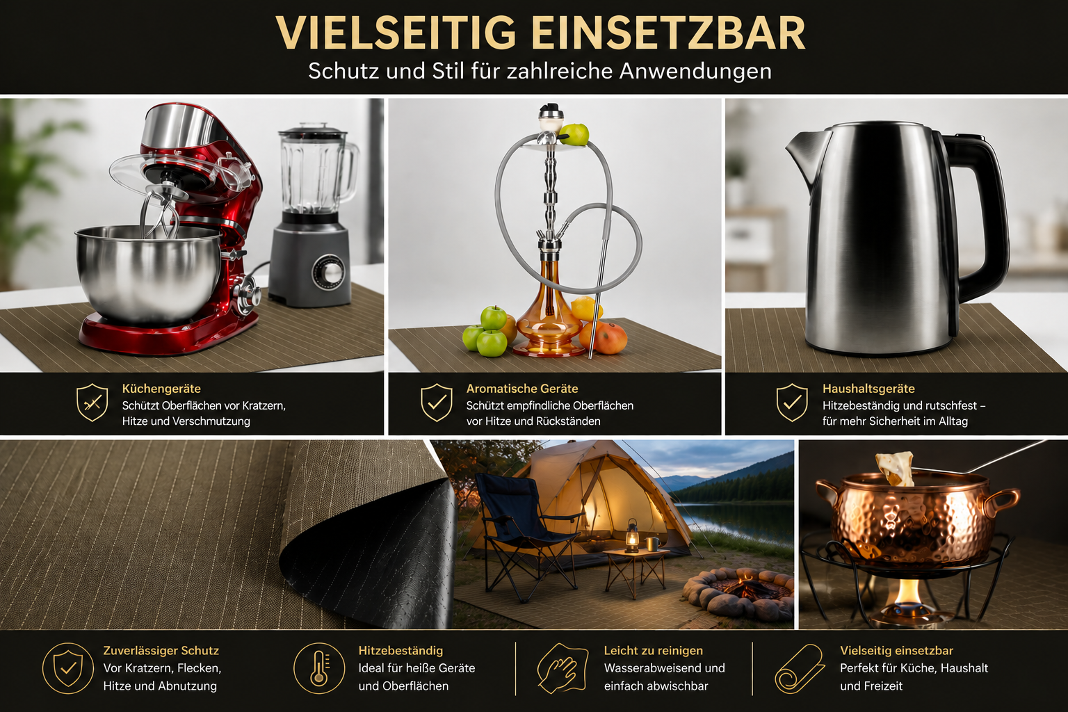 feuerfeste unterlage anwendungen, feuerfeste unterlage für elektrogeräte, feuerfeste unterlage Gold Edition