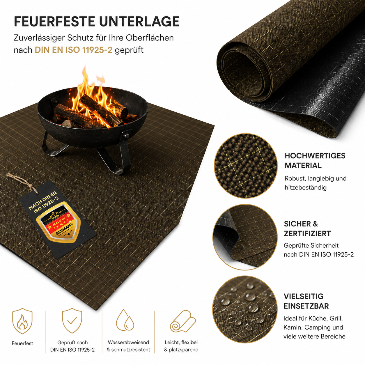 feuerfeste unterlage Camping, feuerfeste unterlage Gold Edition