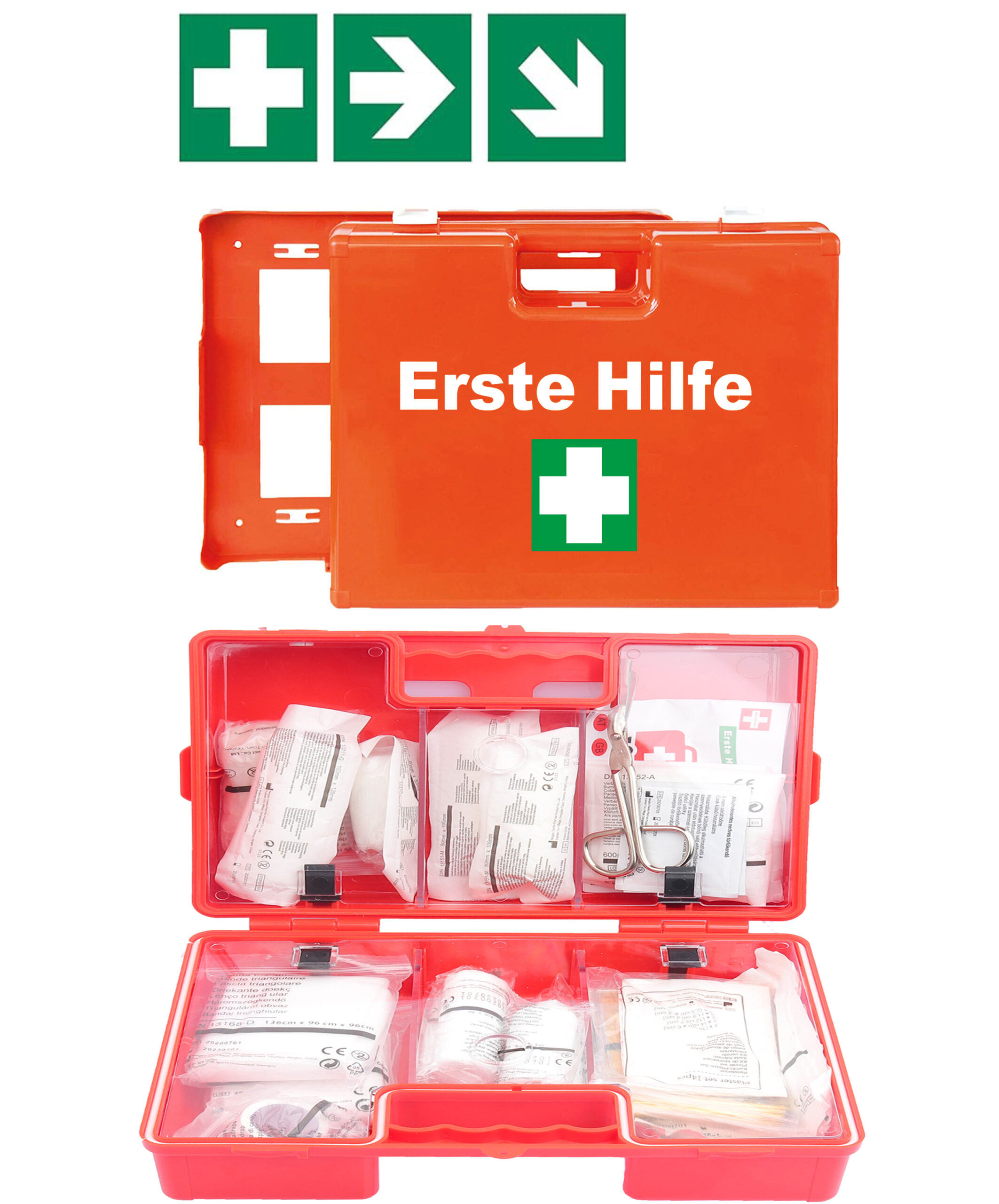 Erste-Hilfe-Tasche für Betriebe, Zuhause und Unterwegs, Inhalt nach DIN  13157, rot, Verbandtasche mit Füllung, Erste-Hilfe-Koffer, Verbandkasten