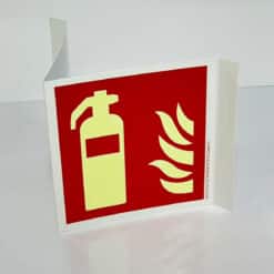 Hoekbord brandveiligheidsteken brandblusser ISO 7010 nalichtend