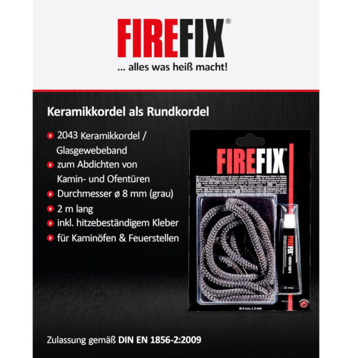 FIREFIX 2043 Keramikkordel ø 8mm, grau