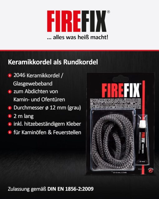 FIREFIX 2046 Keramikkordel ø 12mm, grau