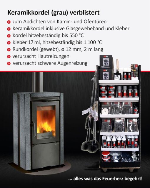 FIREFIX 2046 Keramikkordel ø 12mm, grau