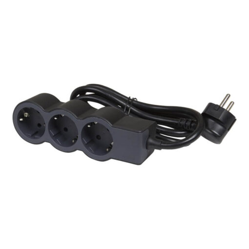 Legrand Flache Steckdosenleiste 3x Steckdose, 1,5 Meter Kabel Schwarz