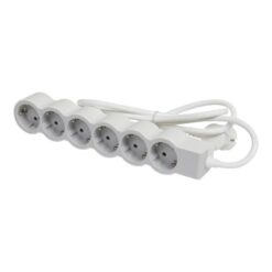 Legrand Flache Steckdosenleiste 6x Steckdose, 1,5 Meter Kabel weiss-grau