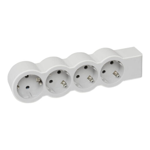 Flache Steckdosenleiste 4x Schutzkontaktsteckdose, ohne Kabel Kabel Farbe: Ultraweiß/Grau