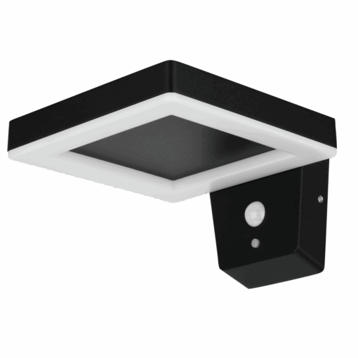LED Solar Wandleuchte Square mit Bewegungsmelder Metall IP44 schwarz