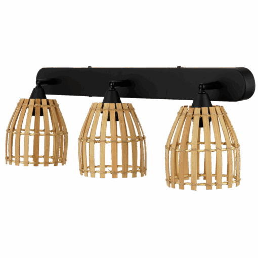 Wand- & Deckenleuch.Rattan 3fl