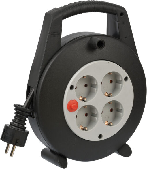 Vario Line Kabelbox 4-fach / Mini-Kabeltrommel (Indoor-Kabeltrommel für Haushalt, 5 m Kabel) (KE02)
