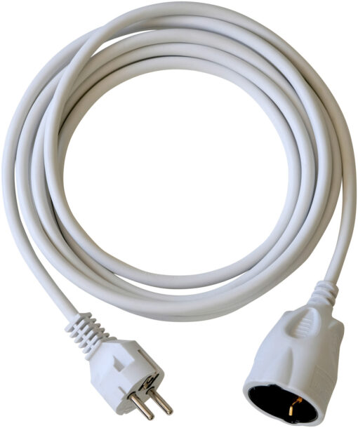 BAT Kunststoff-Verlängerung mit Schutzkontakt-Stecker (Verlängerungskabel für innen mit 3m Kabel) weiß (KE03)