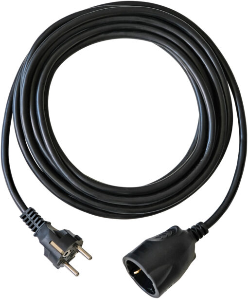 BAT Kunststoff-Verlängerung mit Schutzkontakt-Stecker (Verlängerungskabel für innen mit 5m Kabel) schwarz (KE03)