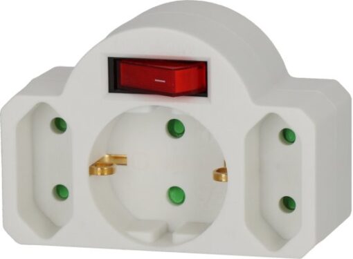 Brennenstuhl Adapterstecker Euro 2+Schutzkontakt 1 mit Schalter, Steckdosenadapter