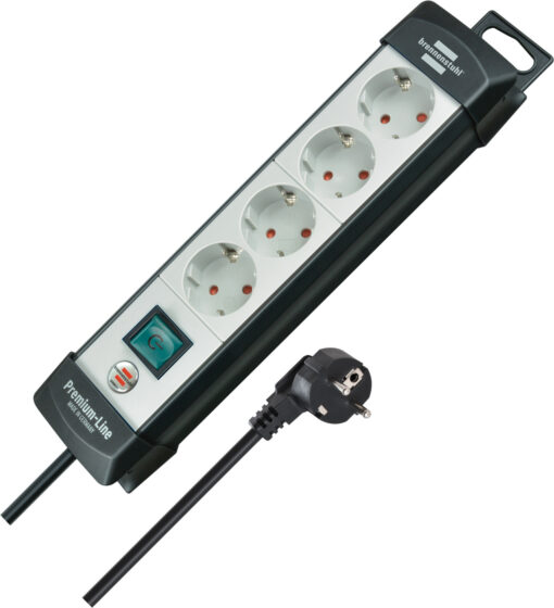 Brennenstuhl®  4-fach Steckdosenleiste –  5 m Kabel, mit Schalter Premium-Line