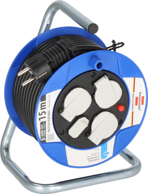 Garant Kompakt Kabeltrommel 3-fach mit USB (Kabeltrommel mit USB-Ladefunktion für den Innenbereich und 15m Kabel) (KE02)