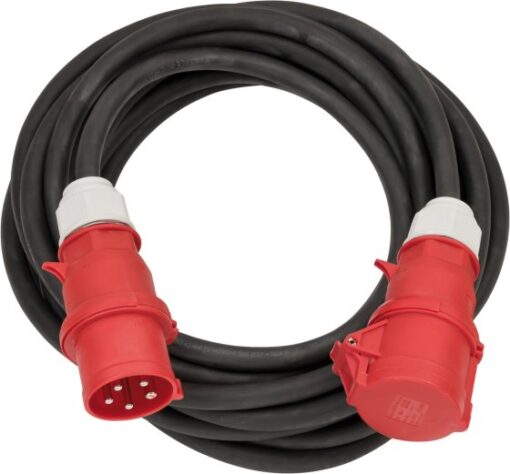 Professional CEE Starkstrom-Verlängerungskabel (10m Kabel, H07RN-F 5G6,0, 400V/32A CEE Stecker und Kupplung, 5-polig, für den Außenbereich IP44, Made in Germany)