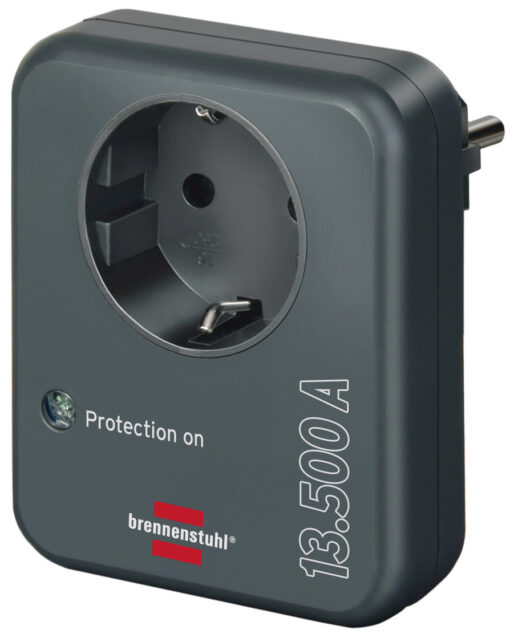 Steckdosenadapter mit Überspannungsschutz 13.500 A (Adapter als Blitzschutz für Elektrogeräte)