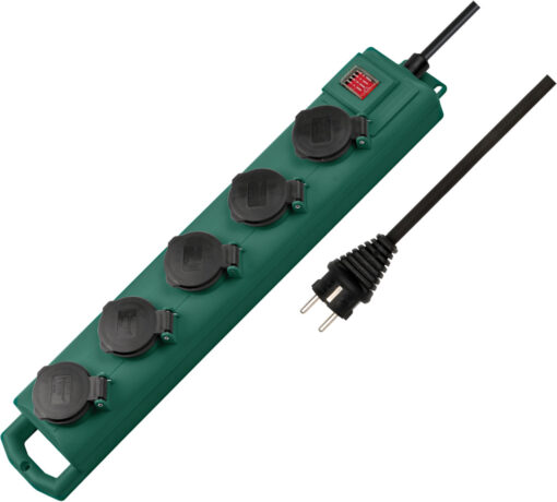 Super-Solid SL 554 Garten-Steckdosenverteiler / Outdoor Steckdosenleiste 5-fach für den Einsatz im Garten (IP54, 5m Kabel mit Schalter)
