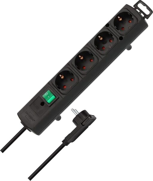 Comfort-Line Plus Steckdosenleiste 4-fach (Mehrfachsteckdose mit Flachstecker, Schalter, 2m Kabel und extra breite Abstände der Steckdosen) – Bild 3