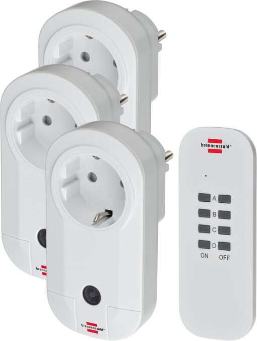 Funkschalt-Set RC CE1 3001 , 3er Funksteckdosen Set (mit Handsender und erhöhtem Berührungsschutz)