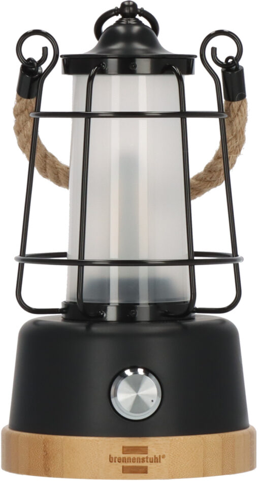 Brennenstuhl LED Akku Campinglampe CAL 1 (350 lm, IP44, bis zu 75h Leuchtdauer, stufenlos dimmbar, Farbtemperatur einstellbar, wiederaufladbare USB Outdoor Lampe mit Hanfseil und Bambussockel) – Bild 2