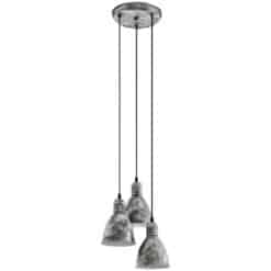 Suspension EGLO Laversdale 3 lumières – Plafonnier vintage aspect zinc E27 pour salle à manger, cuisine, salon, lampe suspendue industrielle