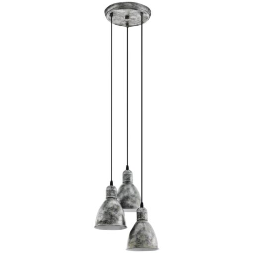 EGLO Pendelleuchte Laversdale 3-flammig – Vintage Deckenlampe Zink-Optik E27 für Esstisch, Küche