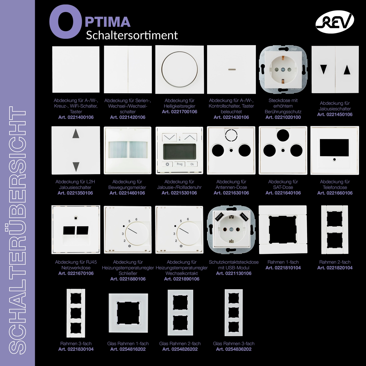 Schalterprogramm Optima weiß Abdeckung Linse Schalter Kontroll – Bild 2