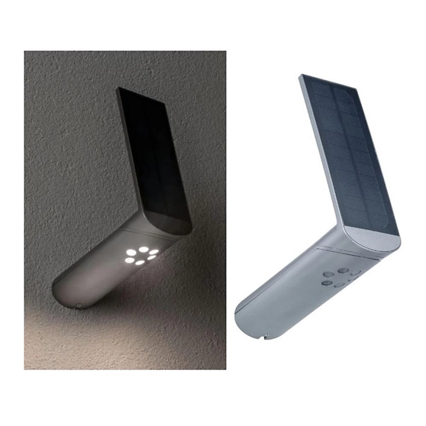 Solar LED Wandleuchte Sensor Paulmann Ilias 942.61 115 lm 3000 K IP44 Alugrau – Bild 3