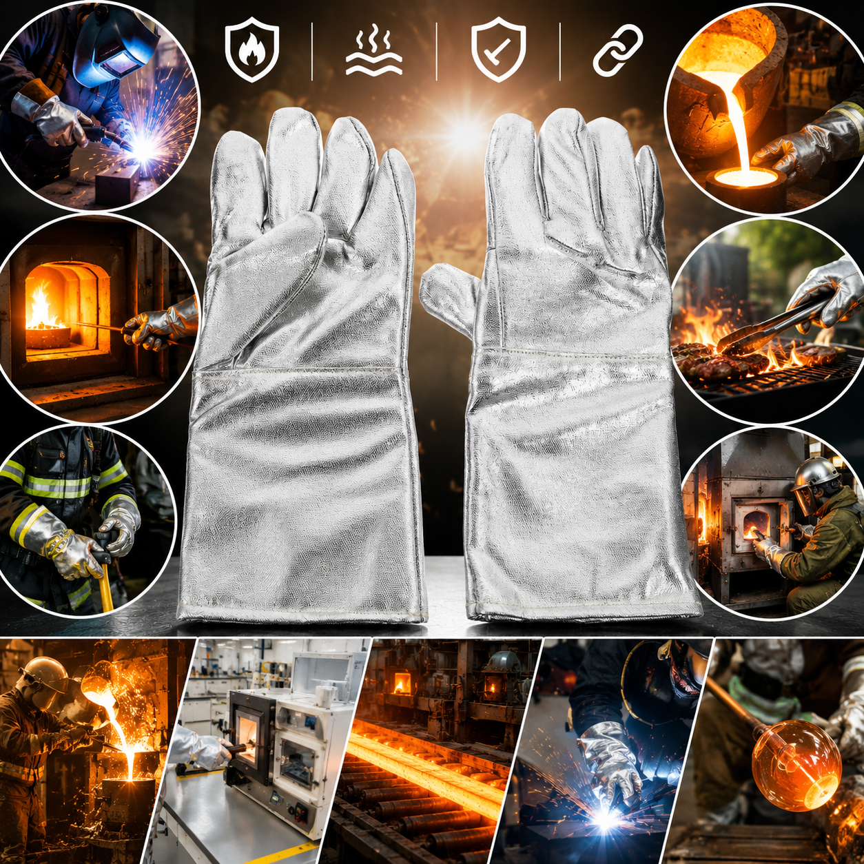 Aluminiumbeschichtete handschuhe, handschuhe, Schweißhandschuhe, feuerfeste handschuhe