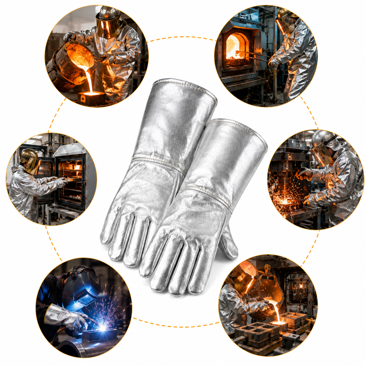 Aluminiumbeschichtete handschuhe, handschuhe, Schweißhandschuhe, feuerfeste handschuhe