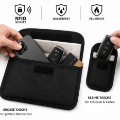 Keyless Go Schutztasche & RFID Blocker Tasche – Schutz für Autoschlüssel, Kreditkarten, Ausweis & Reisepass | 2 Größen