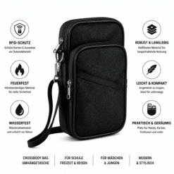 FireMat Crossbody Umhängetasche – Stylische Schultertasche mit RFID-Schutz, Feuerfest & Wasserfest für Reisen, Alltag, Festival und Outdoor