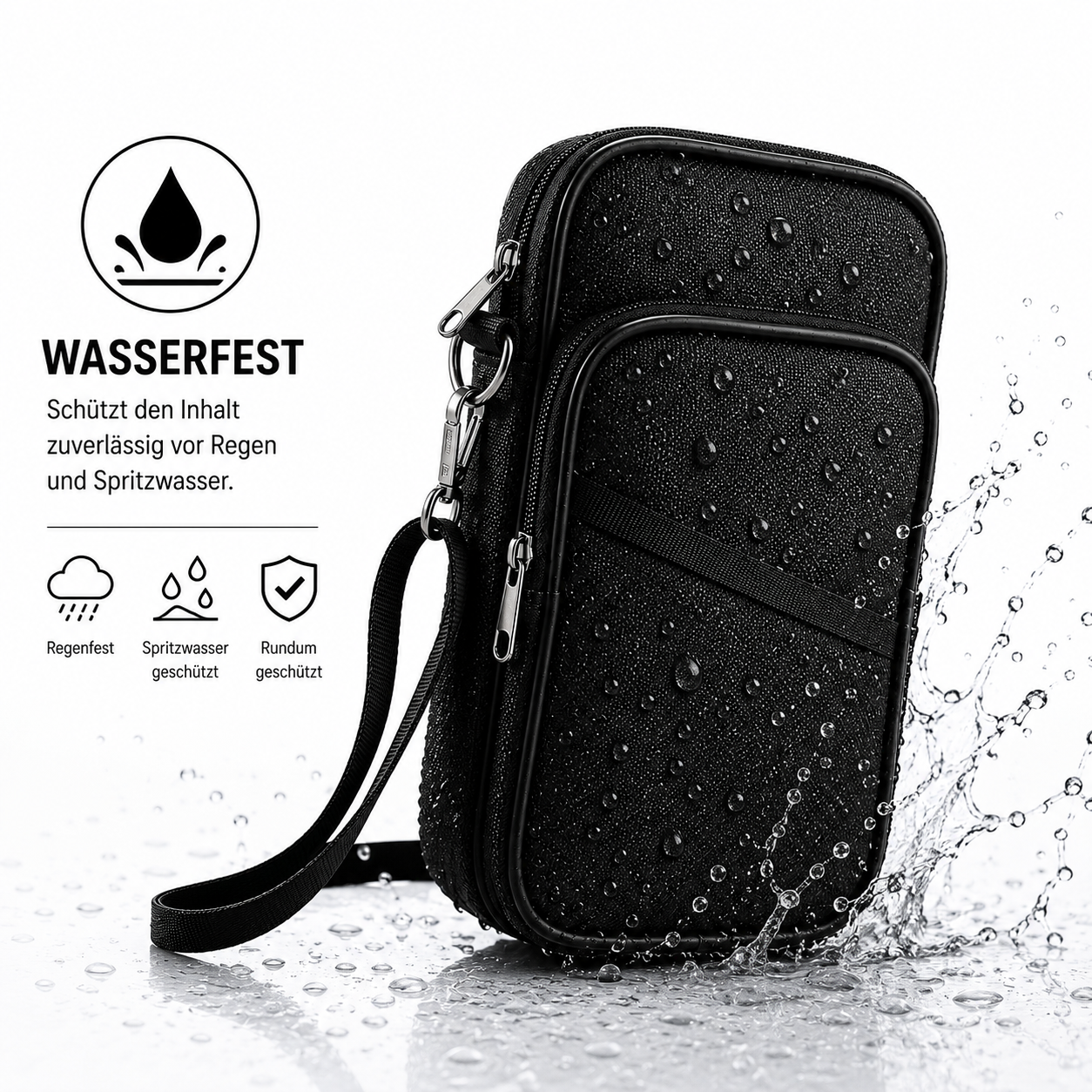 wasserdichte crossbody tasche mit fächer, crossbody tasche