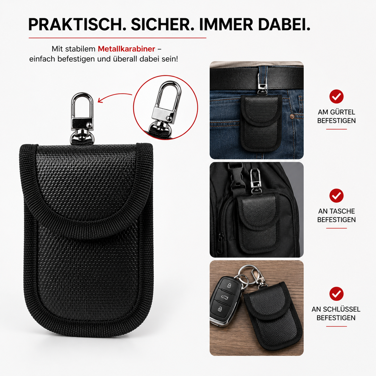 Keyless go tasche karabiner