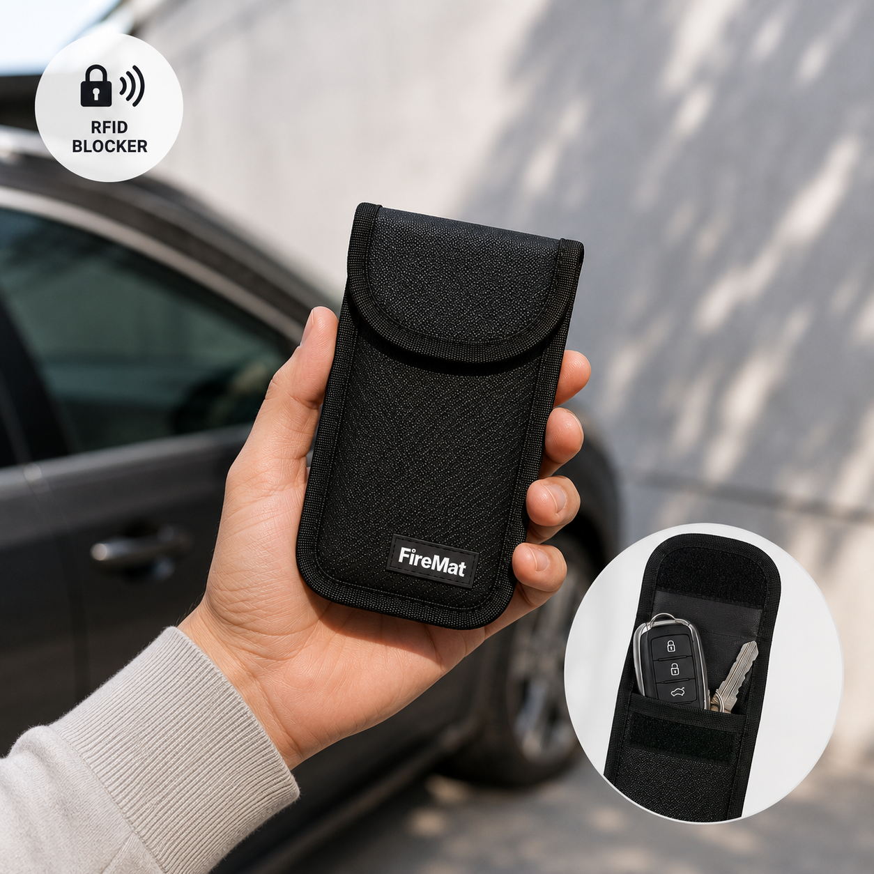 FM-782 keyless go tasche im hand, keyless go schutztasche