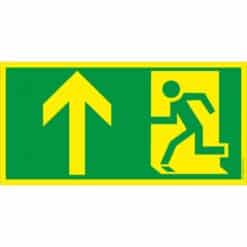 Nachleuchtendes Flucht- und Rettungswegschild mit Pfeil geradeaus Notausgang