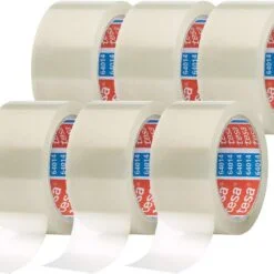 Sechs Rollen Tesapack Paketband transparent im praktischen Vorratspack